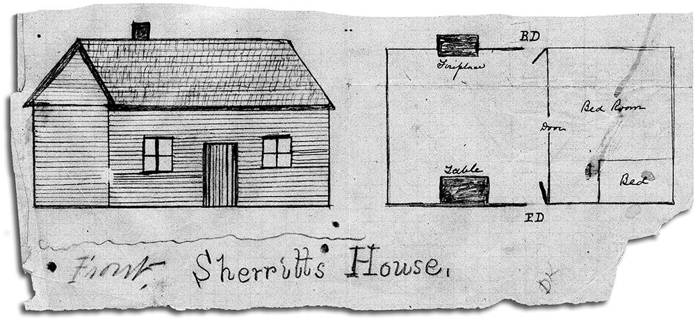 The ground plan of the murder hut, sketched by a member of the Kelly Royal Commission in 1881. Image: Victoria Public Record Office